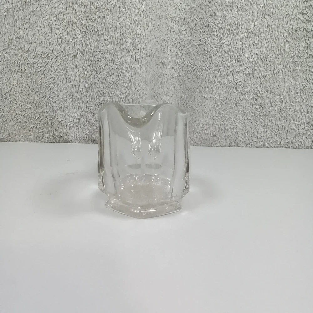Vintage Clear Paneled Glass Creamer Pitcher Hexagon‎ Sunburst Base 3 inch